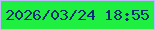文字の大きさ：1、枠の色：c2bafd、背景の色：1fef41、文字の色：072e74 無料ブログパーツのブログ時計