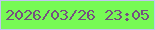 文字の大きさ：5、枠の色：c2c5f1、背景の色：77fa55、文字の色：75517f 無料ブログパーツのブログ時計