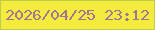 文字の大きさ：1、枠の色：c2ca4a、背景の色：f3eb3d、文字の色：a37496 無料ブログパーツのブログ時計
