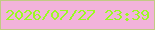 文字の大きさ：4、枠の色：c2ca83、背景の色：f2b3da、文字の色：9afb22 無料ブログパーツのブログ時計