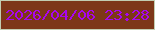 文字の大きさ：3、枠の色：c2ceb1、背景の色：7d3718、文字の色：a806ef 無料ブログパーツのブログ時計
