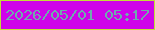 文字の大きさ：5、枠の色：c2de39、背景の色：cf03ea、文字の色：6eacad 無料ブログパーツのブログ時計
