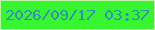 文字の大きさ：4、枠の色：c2f2a7、背景の色：37f52e、文字の色：338ebd 無料ブログパーツのブログ時計