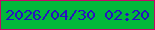文字の大きさ：5、枠の色：c30968、背景の色：02b83b、文字の色：2811c0 無料ブログパーツのブログ時計