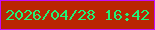 文字の大きさ：3、枠の色：c30ef9、背景の色：ba2503、文字の色：21f375 無料ブログパーツのブログ時計