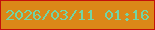 文字の大きさ：2、枠の色：c3110b、背景の色：db8818、文字の色：71d5a7 無料ブログパーツのブログ時計