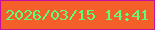 文字の大きさ：4、枠の色：c3129d、背景の色：f55f29、文字の色：5eff7b 無料ブログパーツのブログ時計
