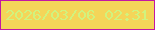 文字の大きさ：3、枠の色：c317a4、背景の色：f4d559、文字の色：d0f37e 無料ブログパーツのブログ時計