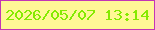 文字の大きさ：5、枠の色：c335b6、背景の色：fff796、文字の色：85ea01 無料ブログパーツのブログ時計