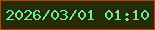 文字の大きさ：5、枠の色：c33d06、背景の色：262b09、文字の色：6eee94 無料ブログパーツのブログ時計