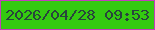 文字の大きさ：4、枠の色：c33dbc、背景の色：34ca10、文字の色：28453c 無料ブログパーツのブログ時計