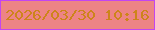 文字の大きさ：1、枠の色：c345f0、背景の色：ed8485、文字の色：cd841b 無料ブログパーツのブログ時計