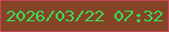 文字の大きさ：5、枠の色：c34757、背景の色：844425、文字の色：3ddb57 無料ブログパーツのブログ時計