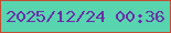文字の大きさ：5、枠の色：c34d31、背景の色：58d4af、文字の色：692ea8 無料ブログパーツのブログ時計