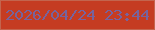 文字の大きさ：5、枠の色：c3654e、背景の色：c53c22、文字の色：77639d 無料ブログパーツのブログ時計