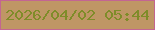 文字の大きさ：5、枠の色：c36592、背景の色：bf9665、文字の色：7f8c29 無料ブログパーツのブログ時計