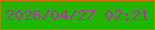 文字の大きさ：2、枠の色：c3780e、背景の色：21b501、文字の色：b72ea7 無料ブログパーツのブログ時計