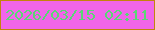 文字の大きさ：4、枠の色：c3830c、背景の色：f165e9、文字の色：59d775 無料ブログパーツのブログ時計
