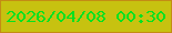 文字の大きさ：3、枠の色：c38c14、背景の色：c7c210、文字の色：05e11f 無料ブログパーツのブログ時計