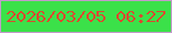 文字の大きさ：2、枠の色：c39aca、背景の色：3be149、文字の色：dc492f 無料ブログパーツのブログ時計
