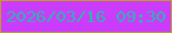 文字の大きさ：2、枠の色：c39d23、背景の色：cb3bfb、文字の色：2eb5ad 無料ブログパーツのブログ時計
