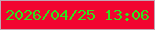 文字の大きさ：2、枠の色：c3a5b3、背景の色：f20530、文字の色：2fe41c 無料ブログパーツのブログ時計