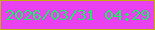 文字の大きさ：3、枠の色：c3af07、背景の色：ea41f0、文字の色：1ceb66 無料ブログパーツのブログ時計