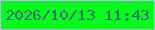 文字の大きさ：4、枠の色：c3b3fb、背景の色：01fe17、文字の色：436978 無料ブログパーツのブログ時計