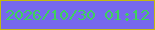 文字の大きさ：5、枠の色：c3ba0e、背景の色：7668ed、文字の色：3ed15d 無料ブログパーツのブログ時計