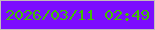 文字の大きさ：1、枠の色：c3babb、背景の色：7c0dfe、文字の色：3fc000 無料ブログパーツのブログ時計
