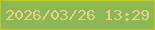 文字の大きさ：3、枠の色：c3c723、背景の色：8db853、文字の色：e7d184 無料ブログパーツのブログ時計