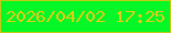 文字の大きさ：4、枠の色：c3c914、背景の色：05f727、文字の色：e3cd15 無料ブログパーツのブログ時計