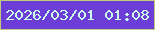 文字の大きさ：1、枠の色：c3cc7c、背景の色：6c3dd7、文字の色：cdfbe9 無料ブログパーツのブログ時計