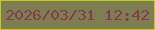 文字の大きさ：2、枠の色：c3ce1b、背景の色：7f7e53、文字の色：833b4f 無料ブログパーツのブログ時計
