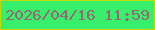 文字の大きさ：4、枠の色：c3d902、背景の色：38ef6c、文字の色：946975 無料ブログパーツのブログ時計