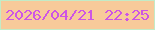 文字の大きさ：1、枠の色：c3ebc7、背景の色：f8ca9a、文字の色：cd55e5 無料ブログパーツのブログ時計