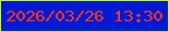 文字の大きさ：4、枠の色：c3ee5b、背景の色：031ad5、文字の色：fe351b 無料ブログパーツのブログ時計