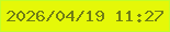 文字の大きさ：5、枠の色：c3fd29、背景の色：e5f808、文字の色：707e15 無料ブログパーツのブログ時計