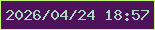 文字の大きさ：4、枠の色：c3fd6f、背景の色：4e125a、文字の色：aadabe 無料ブログパーツのブログ時計