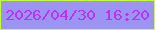 文字の大きさ：4、枠の色：c3ff31、背景の色：9c94f2、文字の色：ba32f2 無料ブログパーツのブログ時計