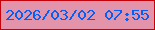 文字の大きさ：4、枠の色：c4030d、背景の色：e394ab、文字の色：025ff9 無料ブログパーツのブログ時計