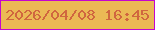 文字の大きさ：2、枠の色：c406cf、背景の色：ebb955、文字の色：d0663f 無料ブログパーツのブログ時計