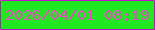 文字の大きさ：4、枠の色：c410cc、背景の色：1fe720、文字の色：f44bc0 無料ブログパーツのブログ時計