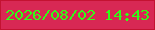 文字の大きさ：5、枠の色：c41231、背景の色：d82854、文字の色：30ff16 無料ブログパーツのブログ時計