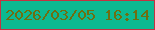 文字の大きさ：1、枠の色：c43241、背景の色：0cb991、文字の色：6e6e11 無料ブログパーツのブログ時計