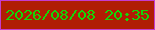 文字の大きさ：5、枠の色：c43cce、背景の色：b01d04、文字の色：14d607 無料ブログパーツのブログ時計