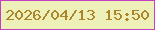 文字の大きさ：4、枠の色：c43fc1、背景の色：eef0ba、文字の色：ac852a 無料ブログパーツのブログ時計