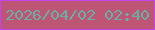 文字の大きさ：2、枠の色：c443ea、背景の色：be5574、文字の色：69afa4 無料ブログパーツのブログ時計