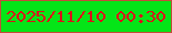 文字の大きさ：3、枠の色：c44c39、背景の色：04e517、文字の色：de0f19 無料ブログパーツのブログ時計