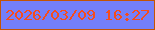 文字の大きさ：1、枠の色：c45403、背景の色：747ffa、文字の色：f64c1c 無料ブログパーツのブログ時計